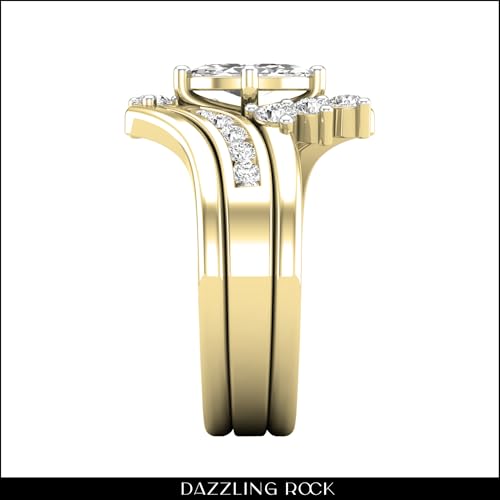 Dazzlingrock Collection 0.50 Carat Center Marquise & 0.63 Carat Side Round White Diamond Engagement Ring Set for Her in 14K Solid Gold4