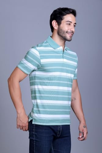 Image of SANE ORIGINALS Half Sleeve Polo T-Shirt for Men with Pocket || Stripe Collar and Pocket T-Shirt for Men Half Sleeves