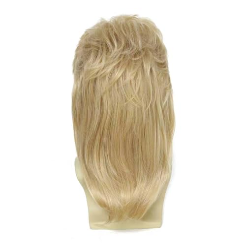 Image of 80s Mullet Wig for Men Blonde, Vintage 70s 80s Punk Rock Disco Wig with Sunglasses Comb Wig Cap, Adult Halloween Costume Cosplay Party Wig Set (Light Blonde)