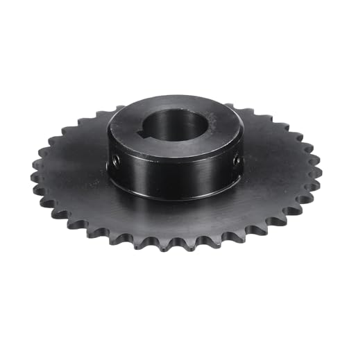 Image of uxcell #35 Chain Roller Sprocket B Type, 1 inch Bore 36 Tooth Single Strand Chain Sprocket, Carbon Steel, Keyway with Set Screws