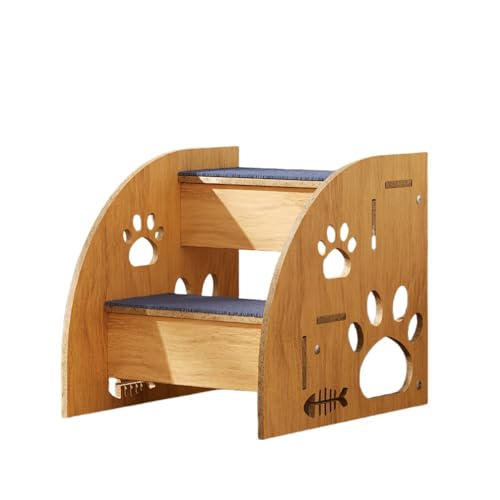 Klivex ベッド用ドッグステップ、犬用ベッド用階段, 屋内ペット用階段ドッグステップ, 滑り止め犬用ベッドステップ、猫用階段木製、大型/中型/小型犬&猫用ハイベッドペットステップ (2層)