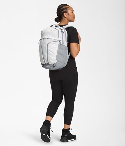 Image of The North Face Women's Surge Commuter Laptop Backpack - Everyday Travel Bag, Laptop Sleeve, Water-Repellent, TNF White Metallic Melange /Mid Grey-NPF, One Size