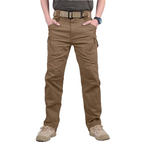 Mens Cargo Multi Pockets Work Pants Cotton Stretch Casual Trousers Outdoor Training Hiking Pants