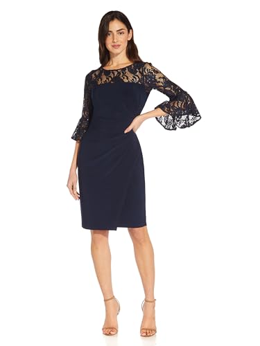 Adrianna Papell Women's Bell Sleeve Jersey Drape Dress4