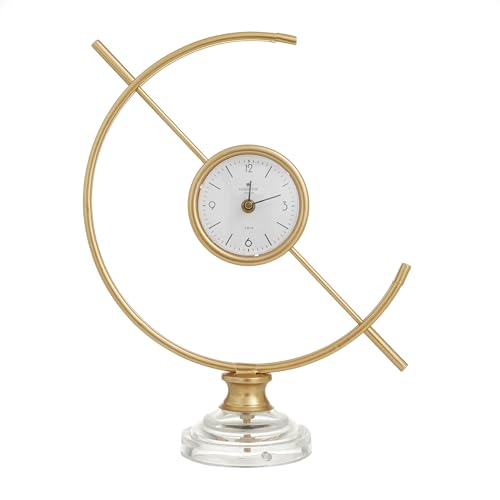 The Novogratz Metal Clock with Acrylic Base, 13 x 5 x 16, Gold