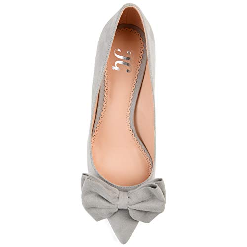 Brinley Co. Womens Pointed Toe Bow Pump Grey, 6.5 Regular US3