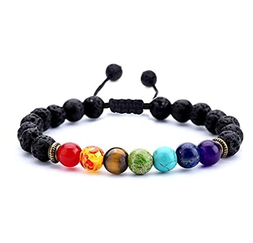 LADHANI CREATION Natural 7 Chakra Lava Stone Bracelet For Men And Women For Reiki Healing Stress/Balancing Energy And Relief, Black (B0CBRHRSM6) Amazon Price History, Amazon Price Tracker
