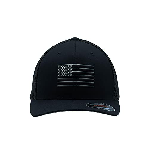 The Pride American Flag Flexfit Hat Military Premium 3D Patch Baseball Cap Handmade In Usa With Imported Goods (6511-Black-Matte) #TOP1