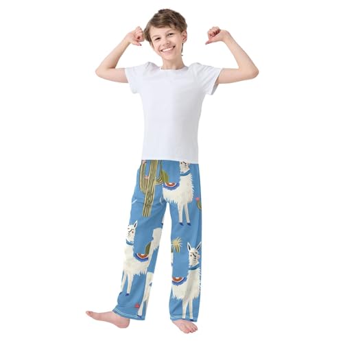 ZZXXB Ethnic Cacti Boys Long Pants Soft Trousers Elastic Waist Kids Lounge Bottoms with Pockets S-XL3