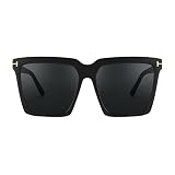 FEISEDY Oversized Square Sunglasses for Women Men Fashion Big Frame Shades B4044 (Matte Black Frame/