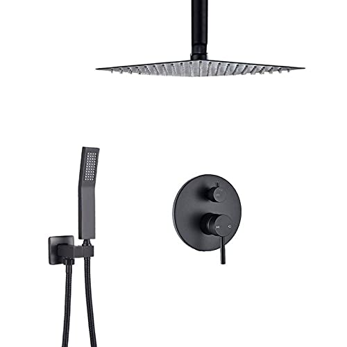 Robinet de douche noir mat mitigeur 2 voies en laiton ensemble complet B