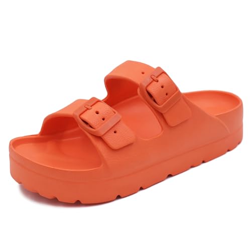 Image of L LOUBIT Women's Platform Sandals with Arch Support Pillow Soft Adjustable Buckle Slides Lightweight Non-Slip Summer Beach Shoes