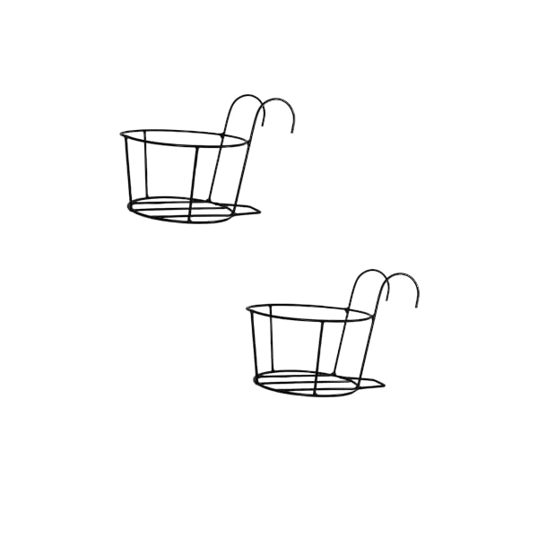 ELEVATING EVERYDAY LIVING 2 Pack Round Metal Hanging Flower Pot Stand for Railing Planters, Gamla Stand Pot Holder for Balcony Decorative Outdoor, Plant Stands for Balcony-image-18