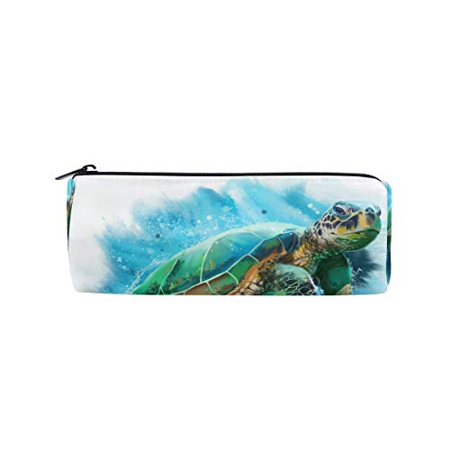 Preisvergleich Produktbild SunsetTrip Federmäppchen Aquarell Meer Schwimmen Schildkröte Rund Federmäppchen Reißverschluss Schreibwaren Beutel Kosmetik Stifttasche für Schule Teenager Mädchen Kinder Jungen Büro