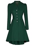 Women Steampunk Jacket Puff Sleeve Victorian Jackets Gothic Long Blazers Coat Dark Green M
