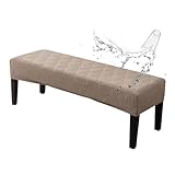 Genina Waterproof Dining Room Bench Covers, Stretch Jacquard Bench Seat Protector Cover, Rectangular Bench Cover for bedrooms, Living Rooms, Kitchens, Removable, Washable (Taupe)