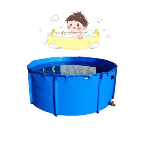 Estanque de Lona para Peces, Piscina elevada, Piscina Infantil Redonda de Lona con Soporte Plegable, Acuario para Peces koi, fácil de Instalar (Color: Azul, tamaño: 1 x 0,8 m/628 l)