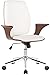CLP Fauteuil de Bureau Burbank avec Coque en Bois I Chaise De Bureau en Tissu Ou Similisuir Dossier Assise Rembourrés I Piètement Métal, Couleur:Noyer/Blanc, matière:Similicuir