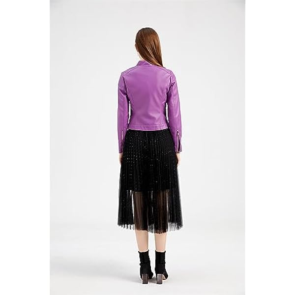 Adhdyuud Vrouwen Casual Lederen Korte Jas Herfst Zakken Ritsen Staande Kraag Dunne Jassen Jas