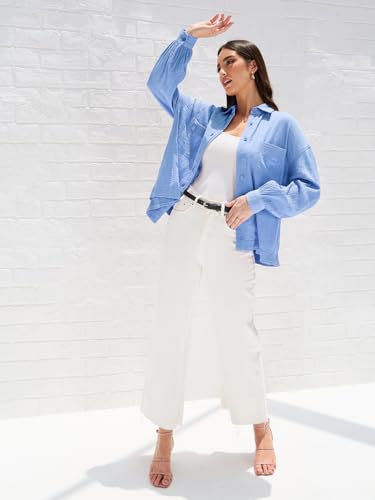 Image of Styli Women Drop Shoulder Crepe Oversized Shirt | Stylish Casual Shirt for Women | Comfortable Tops | Perfect for Office, Travel & Daily Outfits