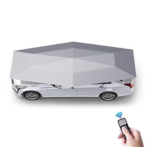 LLC-POWER Automatic Folding Remote Control Car Umbrella with Removable Charger, Effectively Reduce Car Interior Temperature, Remote Electric Deployment, L165XW90.5In,Silver