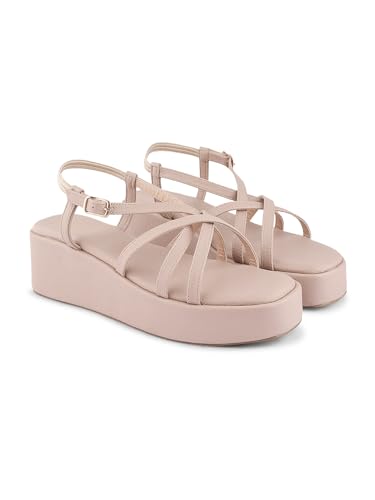 Image of JM LOOKS Women Platform Wedge Sandals for Women | Back Strap with Buckle for Comfort and Style