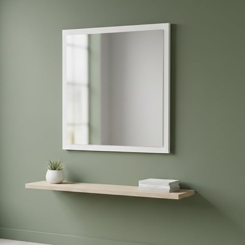 Dmora - Spiegel Rino, Badezimmerspiegel, 100 % Made in Italy, 60 x 2 x 60 cm, glänzend weiß