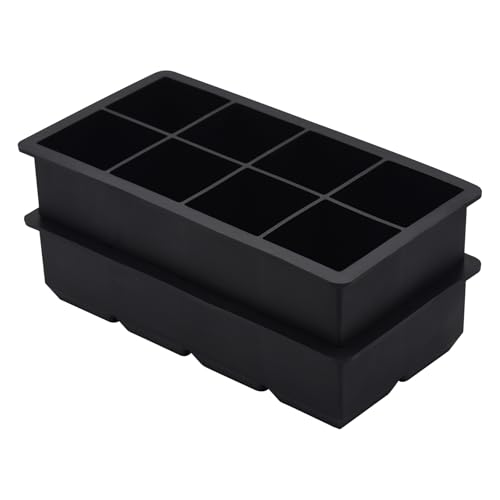 Image of Bangp Large Ice Cube Tray for Whiskey,2 Pack Stackable Big Ice Cube Molds Make 16 Big Whiskey Ice Cubes,Easy Release Square Ice Cube Maker for Cocktails,Whiskey,Soups and Frozen Treats