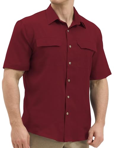 Mens Short Sleeve Sun UV Protection Shirt Cooling Quick Dry Fishing Shirts for Travel Outdoor Camping Hiking UPF 50+