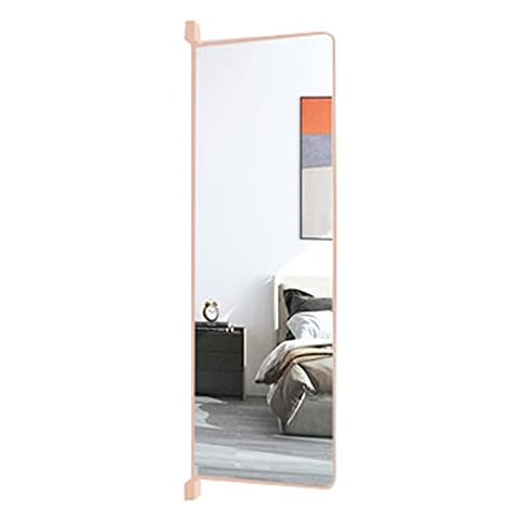 Full-length mirror, built-in sliding full-length mirror, retractable and foldable, slide rail type/flip type (Color : Rose gold flip style, Size : 120x35cm) Cover