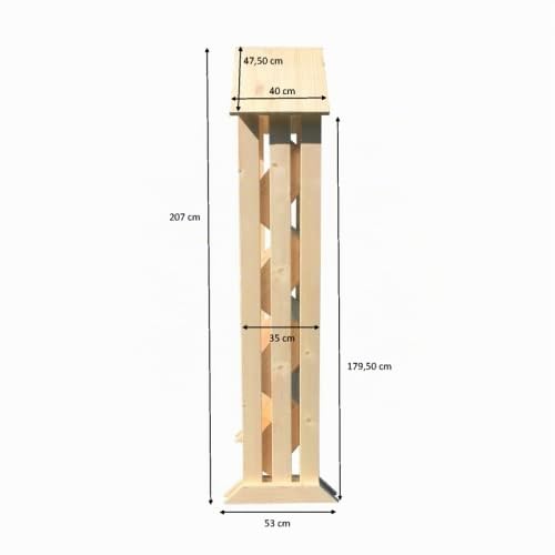 Présentoir Bois Cabane – Presentoir Magasin avec 4 Caisses Elite en Pin Massif & Panneau Personnalisé [ Etagere echelle Bois ]