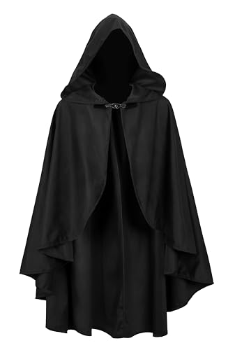 Capa medieval con capucha para niños color negro miniatura 6