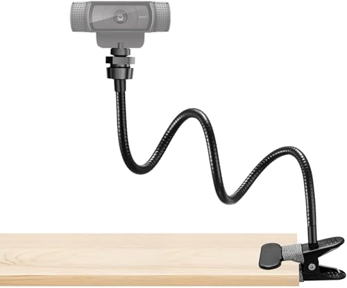 LenTok Webcam Stand Phone Mount for Desk Gooseneck Desktop Tripod & Tabletop Phone Holder with Clamp & 1/4 Thread Compatible with Action Camera GoPro C922 C930e C920S C920 615 C960 C920x Brio