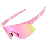 JOYROOM Lunettes de vélo pour homme et femme [Coussinet nasal réglable] [Anti-buée] Lunettes de soleil polarisées Protection UV400 Lunettes de sport en TR90 pour vélo électrique course à pied Rose