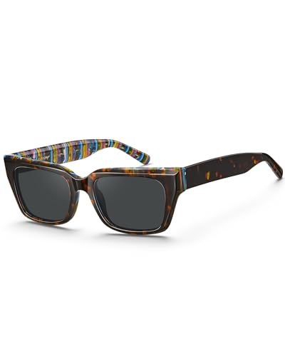 Image of AVAWAY Chunky Rectangle Sunglasses for Men Women, Polarized Trendy Large Acetate Frame UV400 Protection Driving Sun Glasses