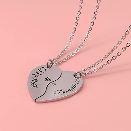 seensea Mother Daughter Necklace Set for 2 Half Heart Necklace for Family Women Girls2