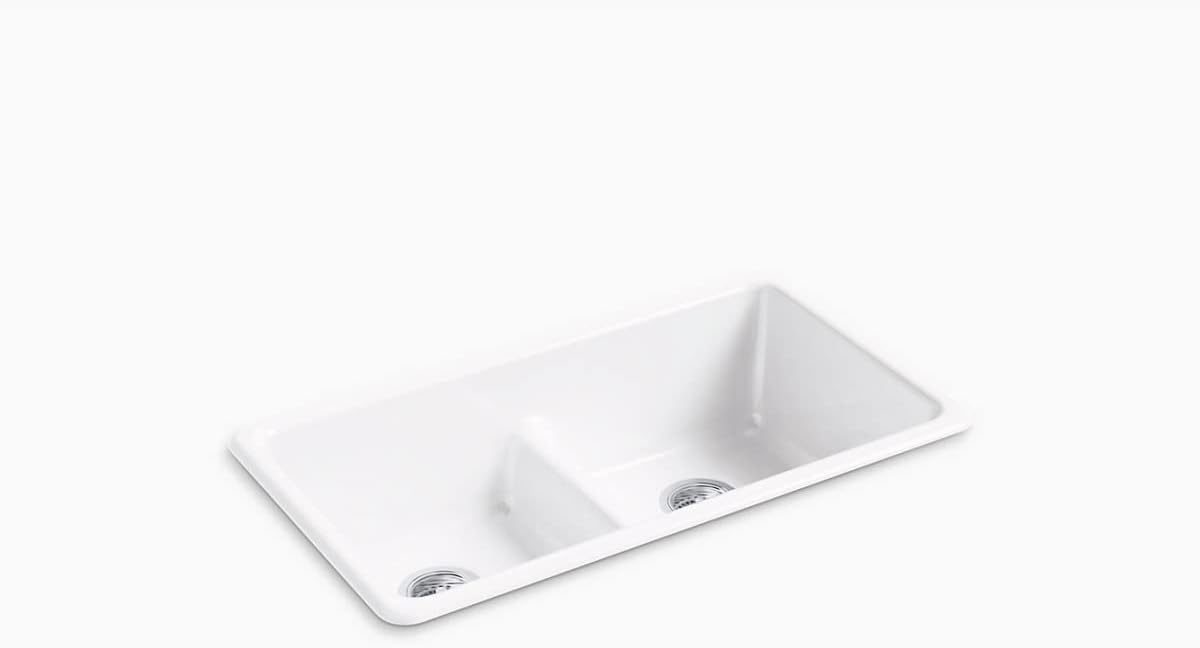 Iron/Tones® 33" Top-/Undermount Kitchen Sink, Smart Divide® Double-Equal Kitchen Sinks, K-5312-0, White