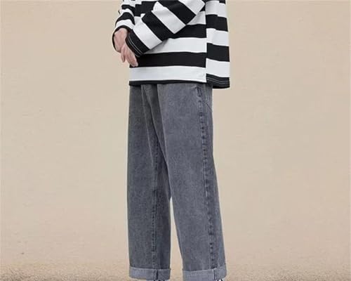 Men's Comfortable Straight Jeans Baggy Casual Denim Pants Elastic Waist Classic Office Work Long Trousers 5