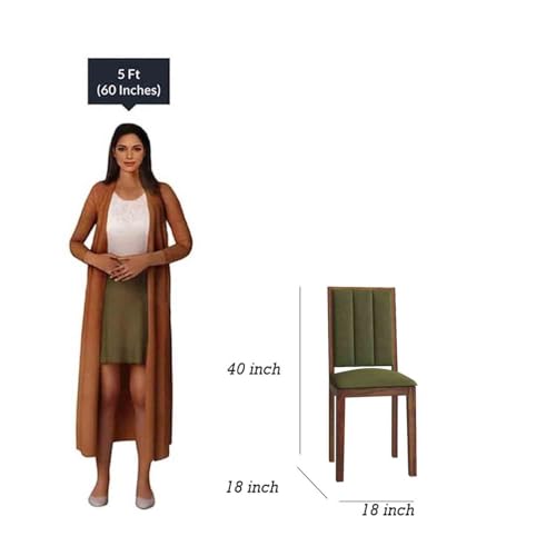 Image of DRIFTINGWOOD Tiya Dining Table 6 Seater | Six Seater Dinning Table with 6 Chairs in Green Cushions for Home | Rosewood, Honey Finish, Self Assembly(DIY)
