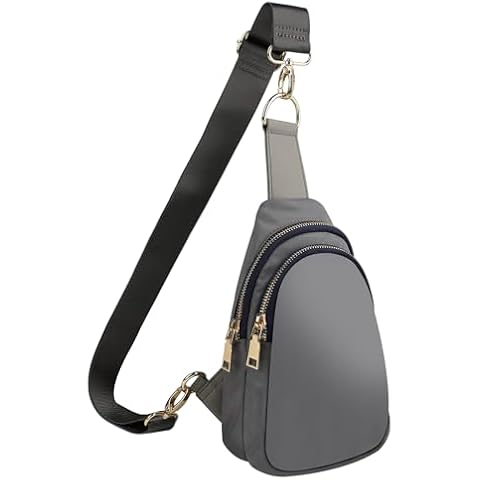 MEEJUNE Small sling bag for Women Nylon Crossbody Fanny Packs Purses chest Bag with adjustable shoulder strap (Grey) Cover