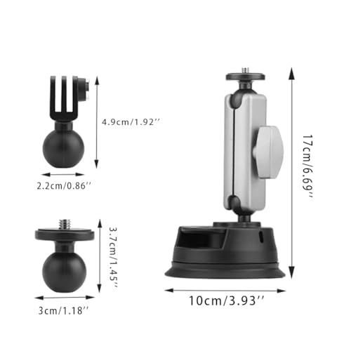 Image of yantralay Aluminium Car Suction Mount 360 Rotatable for Insta 360 X5 /X4 /X3 /X2, Ace Pro,ONE R /RS, Hero 13 12 11 10 9 8 7, DJI Osmo Action Series & All Other Action Camera Accessories