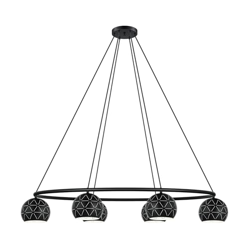 Eglo Lámpara colgante Cantallops, lámpara suspendida de 6 luces, elegante, lámpara de techo de acero negro, lámpara para comedor, lámpara de salón colgante con casquillo E14