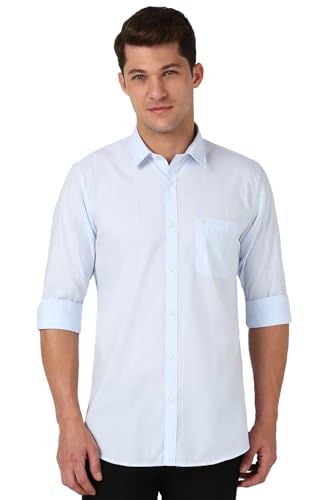Image of Peter England Men Cotton Slim Fit Stripe Shirt