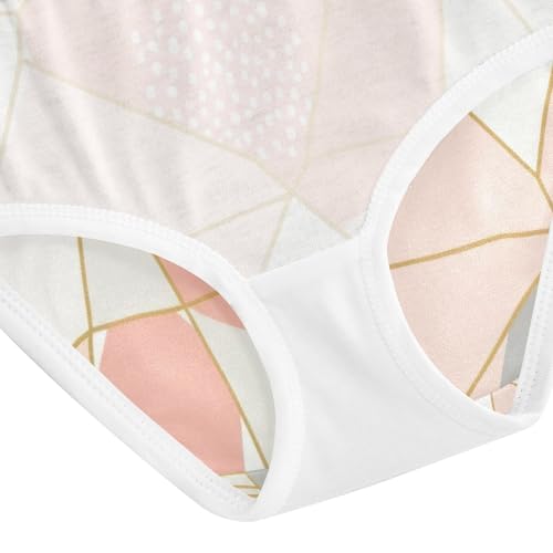 Girl Underwear, Geometric Gold Lines Pastel Toddler Girl Panties, Cotton Underwear Girls, 2T–8 Years4