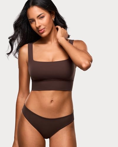 Image of INLYRIC Women's Inbarely Outwear Longline Square Neck Bralette Supportive Unlined No Underwire Yoga Sports Bra