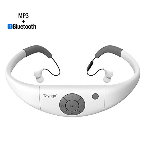 Tayogo 8GB Waterproof MP3 Player, Bluetooth Swimming Headset Underwater 10FT with FM APP