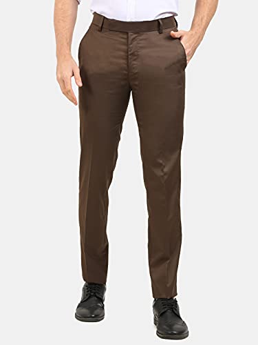 Image of Classic Collection Men's Smart Slim Fit 2-Way Stretchable Formal Trousers Made of Cotton Viscose Blend Fabric with Hidden Expandable Waistband and 3 Slant Pockets Plus 1 Ticket Pocket
