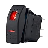 Switchtec 1 Pc 12V Rocker Switch RED Led Light (Standard 5 Pins) On Off Switch for Boat Trucks RZR 1