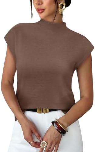Sampeel Womens Short Sleeve Sweater Mock Neck Summer Top Dressy C...