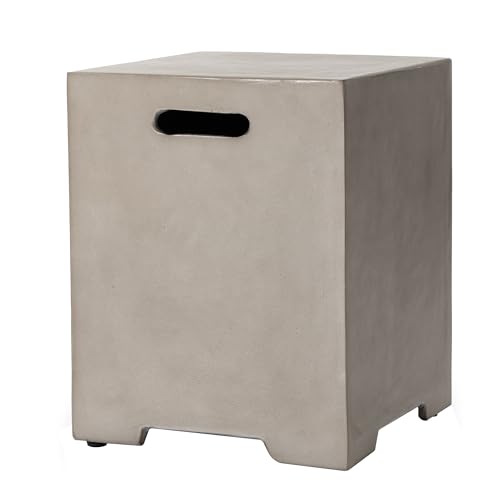 SUNBURY Tank Table for Gas Fire Pits, Grey Finish with Side Handles Tank Cover, Suitable for 20 Gallon 16-inch Propane Tanks for Fire Pit Table, Gray